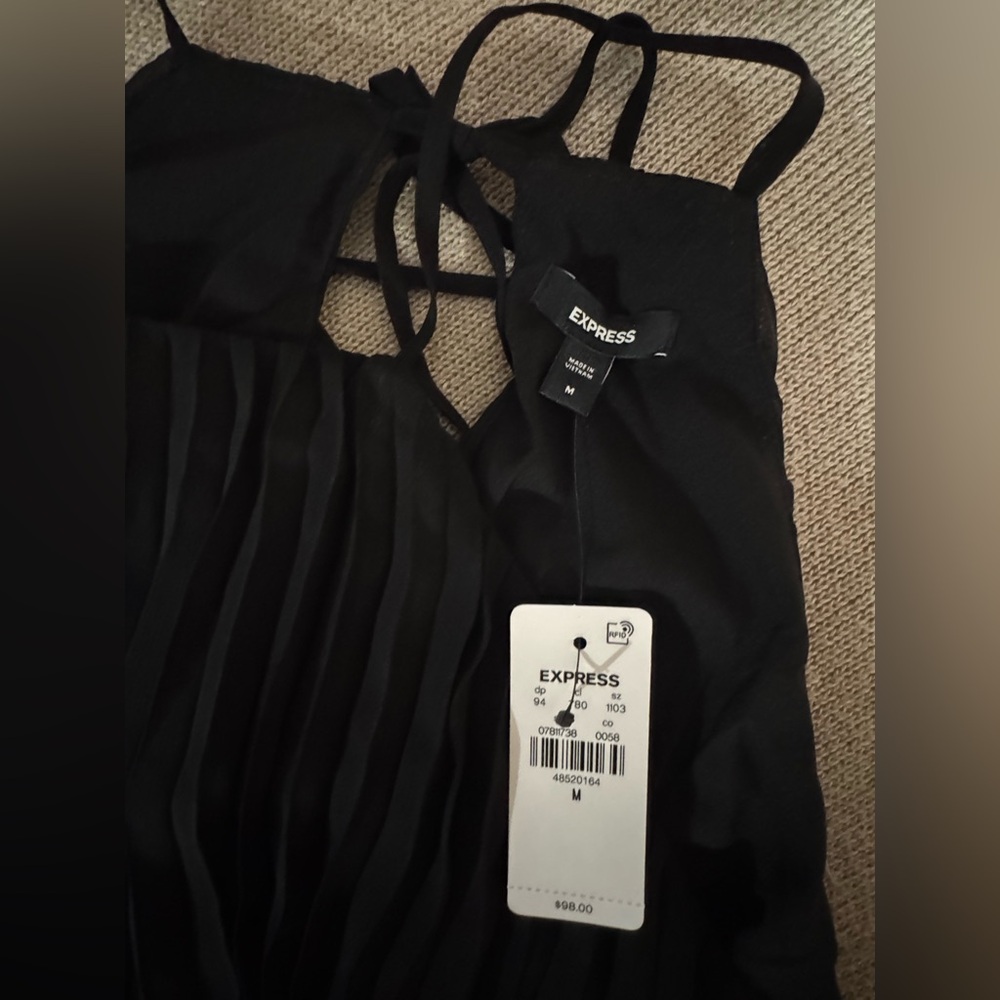Express Black Pleated Backless Dress - Picture 5 of 6